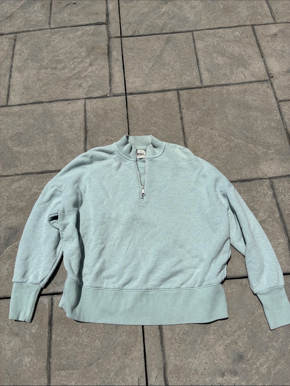 Madewell Quarter-zip Pullover Sweatshirt in Pale Sage
